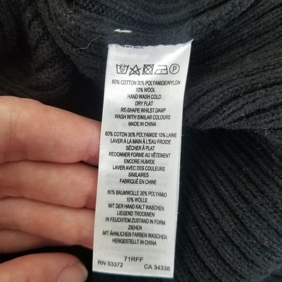 French Connection Black Katerina Mini Ribbed Sweater Dress Size L Turtleneck - Picture 3 of 12